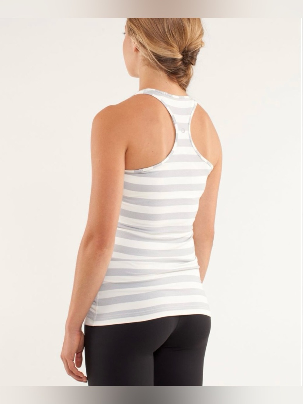 NEW+TAGS! RARE! lululemon Cool Racerback White Grey Stripe Sz 8